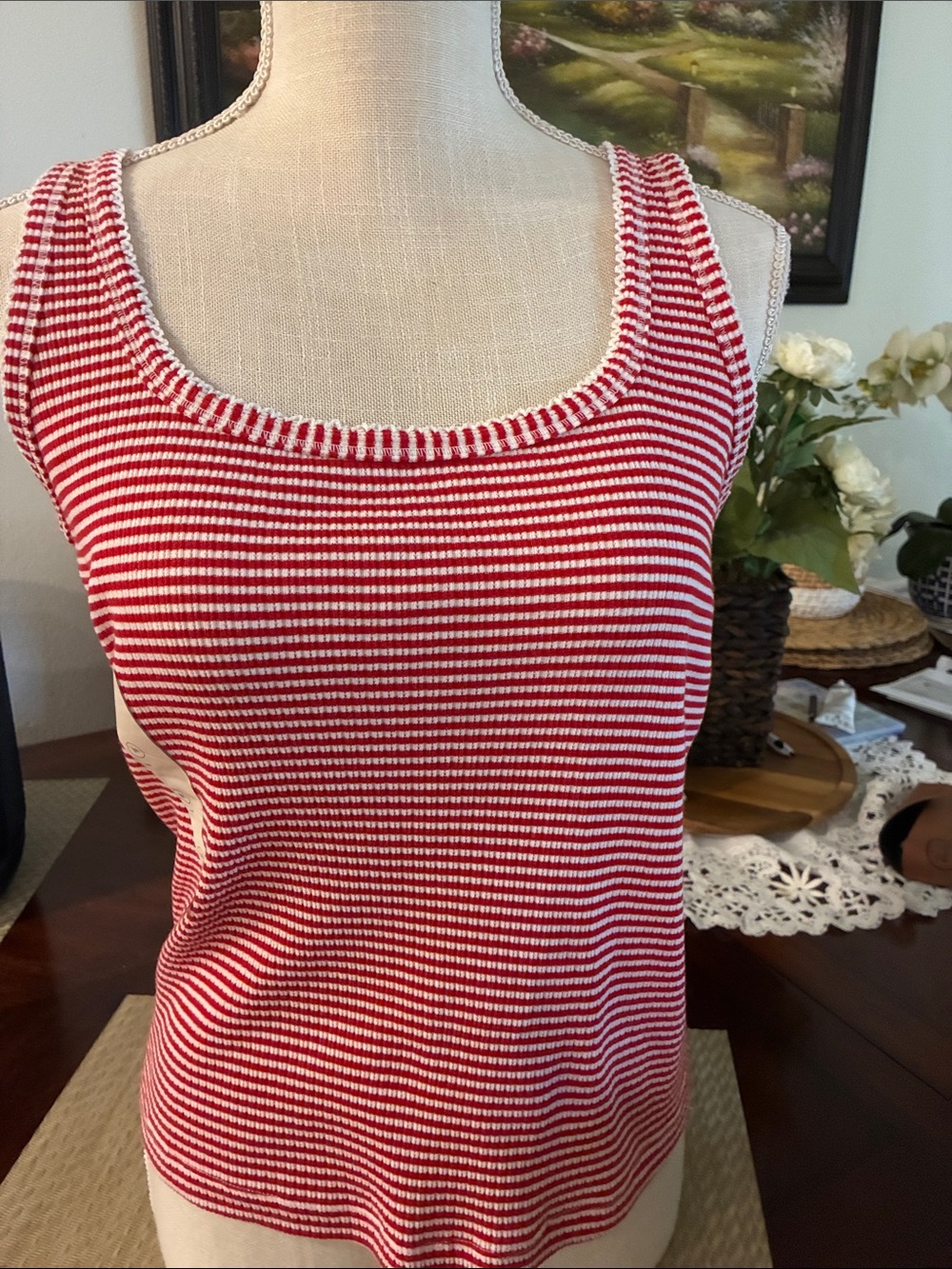 Universal Thread Red & White Striped Knit Tank